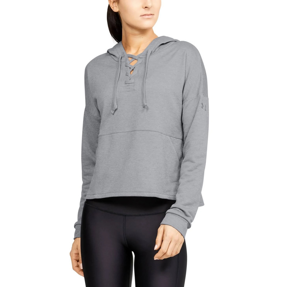 Under Armour UA Cross Town French Terry Long Sleeve Pullover Hoodie Gray Size SM